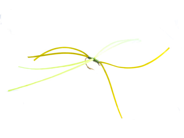 Olive and chartreuse 8 leg Apps worm Barbless