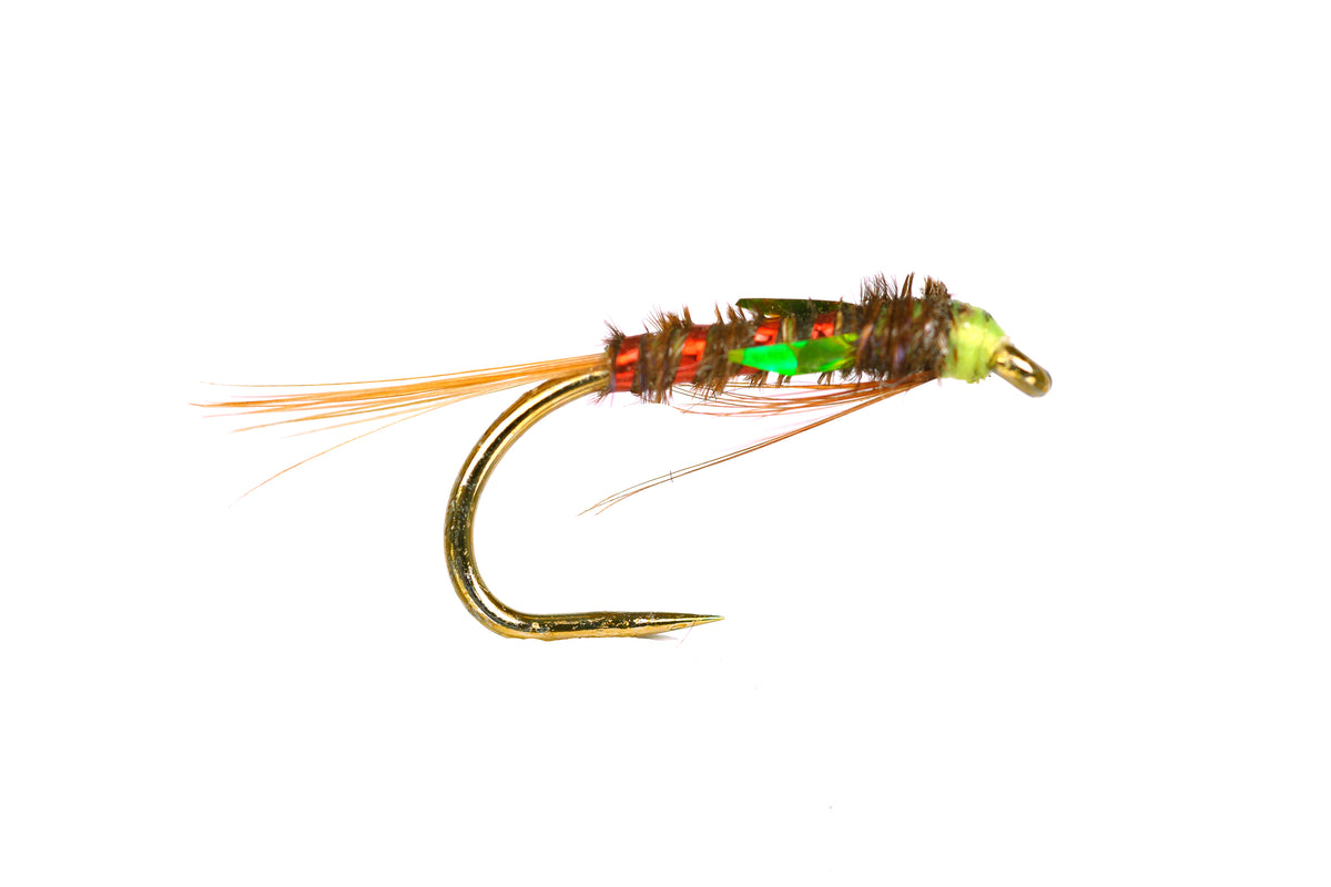 3 X Mosche Da Pesca Red Holo Diawl Bach – Senza Barba, Taglia 14 Con Perlina
