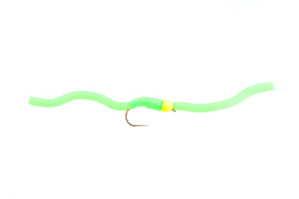 Neon Green Squirmy Worm- Barbless