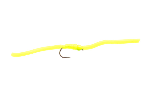 Neon Yellow Squirmy Worm- Barbless